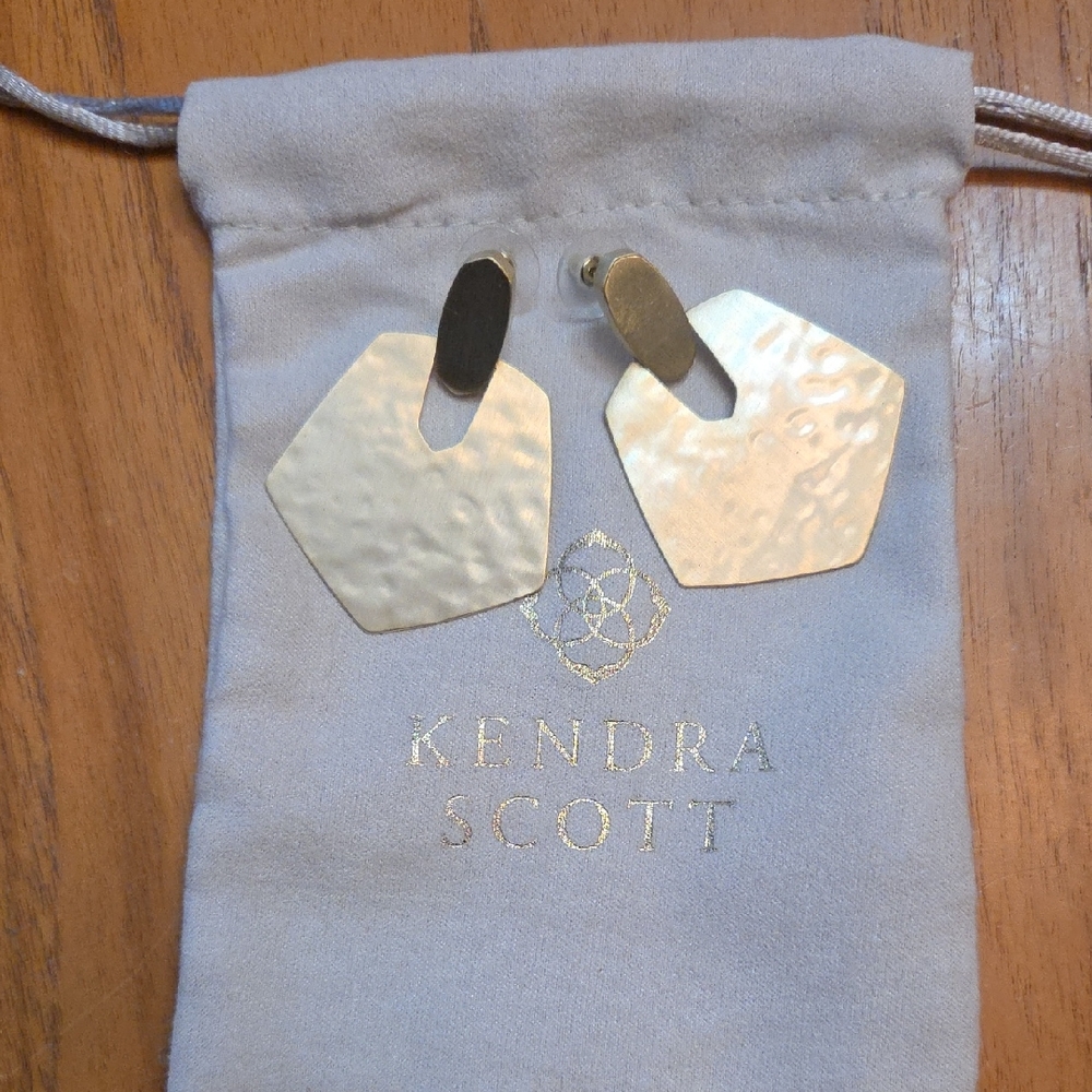 Kendra Scott Gold Hexagon Drop Earrings
